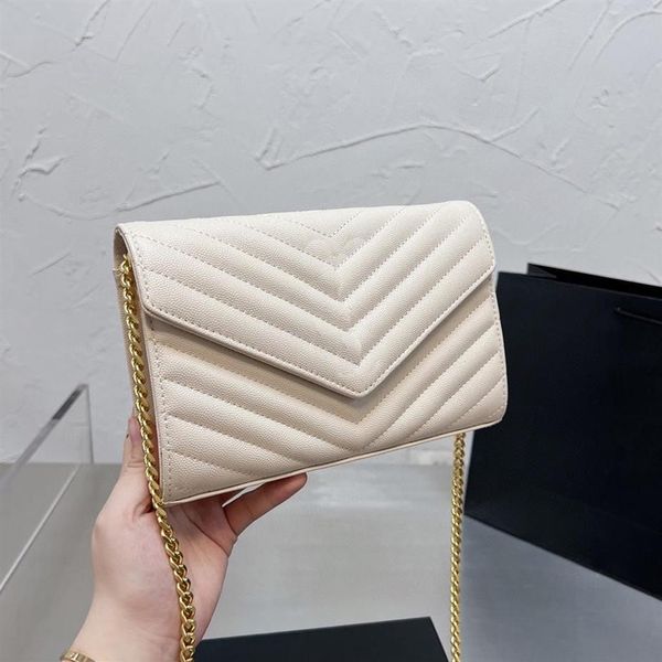 

fashion chain lady shoulder crossbody bag genuine leather clutch for women classic designer caviar handbag shopping cosmetic bags 220e