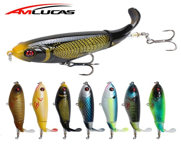 

amlucas 105cm 17g new whopper popper hard floating pencil lure with unique rotatable soft tail artificial bait fishing lure t19103404691