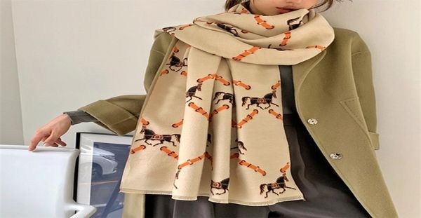 

winter scarf fashion women039s warm cashmere shawl doublesided shawl dualpurpose lady thick foulard female bandana blanket 206519170, Blue;gray