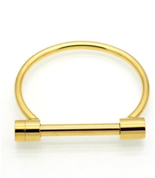 

2022 fashion design horseshoe screw bracelet gold silver rose black stainless steel bracelets bangles for men women bracele5021498