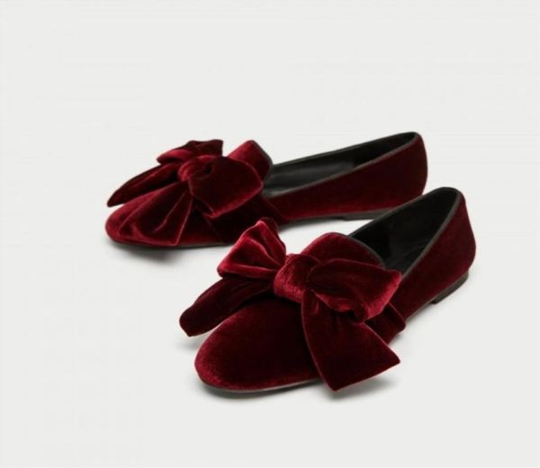 

fashion chic shoes flat heel round toes burgundy velvet loafers for women cute flats with bow tie slip on plus size 463904678, Black