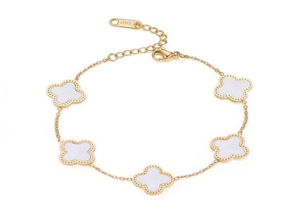 

whole brand jewelry malachite four leaf clover bracelet women stainless steel classic designer 18k gold6961631, Black