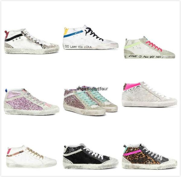 

goldengoosessneakers golden mid star high sneakers italy fashion women casual shoes luxury brand trainers sequin classic wh9665414, Black