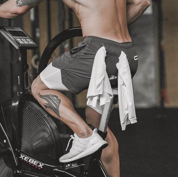 

2021 men gym shorts running workout clothes for men quick drying 2 in 1 fitness training beach sport shorts jogging sweatpants6812085, Black;blue