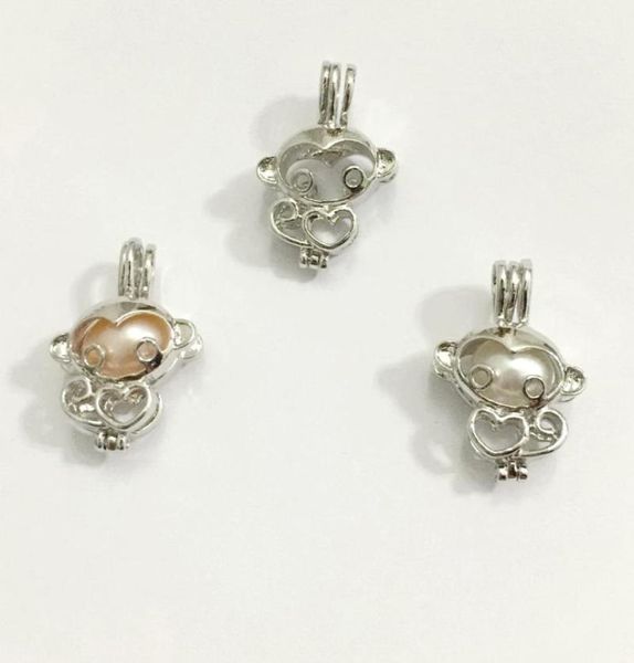 

18kgp monkey cage pendant fittings can open and hold pearl gem beads locket cage diy fashion jewelry charms5890532, Silver