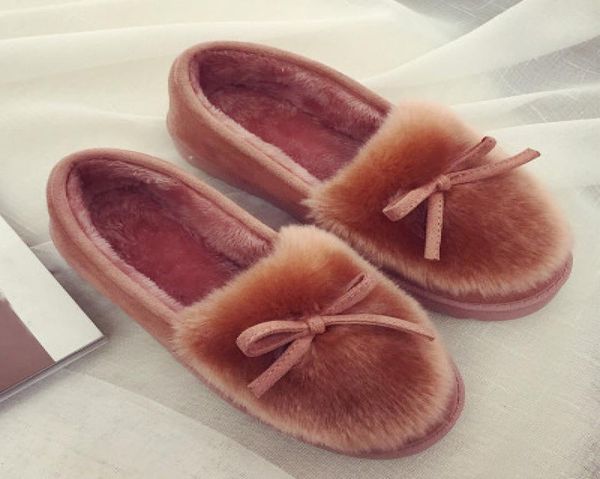 

new 2018 women snow boots thick plush winter warm bean shoes fashion slip on flat women ankle boots soft cottonpadded shoes4232238, Black