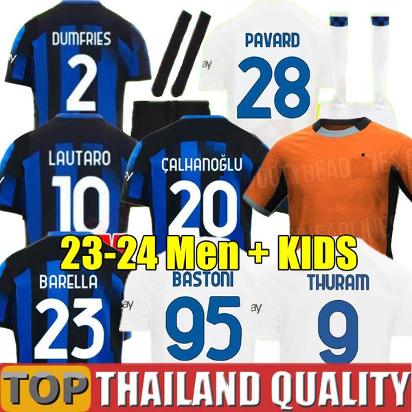 

lautaro pavard soccer jerseys 23 24 barella bastoni correa inters thuram calhanoglu acerbi dumfries milans de vrij football shirt 2023 2024, Black;yellow