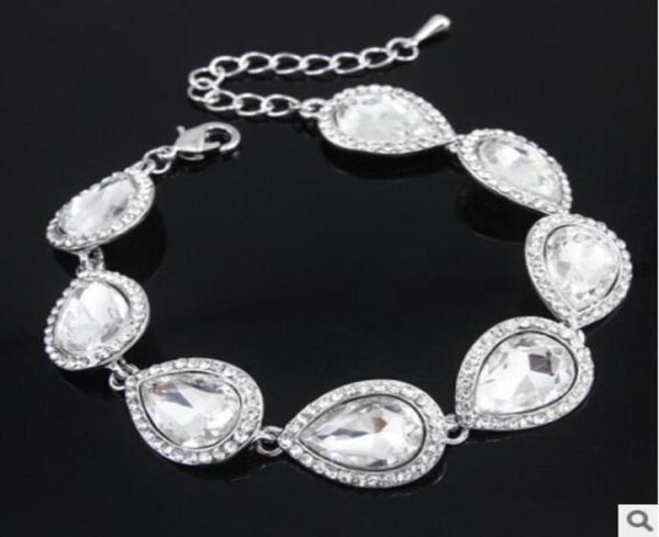 

new crystal bridal jewelry sets silver color teardrop bridal bracelet earrings sets wedding jewelry 6951967