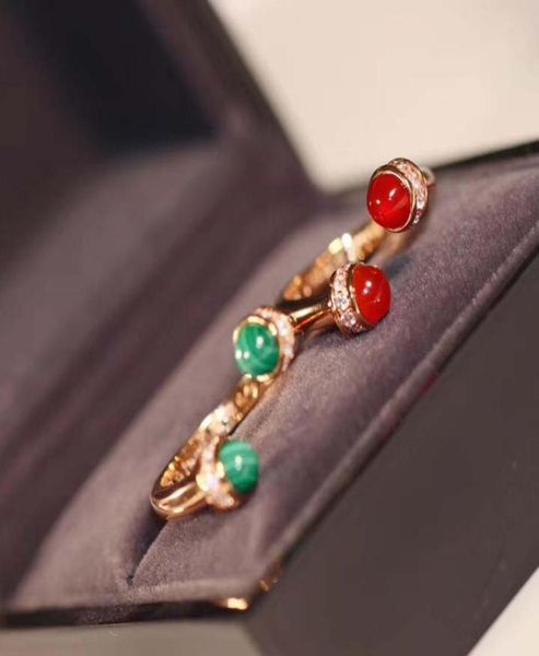 

luxurious quality punk opend ring with malachite and red agate for women wedding jewelry gift ps88057159045, Silver