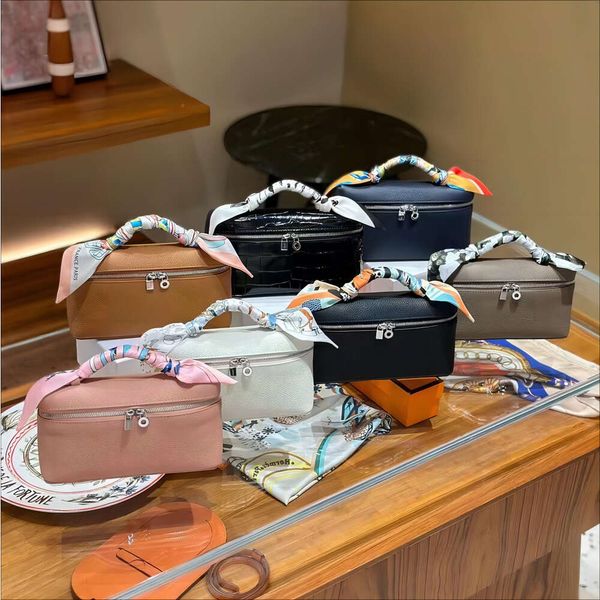 

no brand name layer cowhide lp19 lunch box bag fashionable one shoulder crossbody makeup bag high-end and versatile portable bag for women