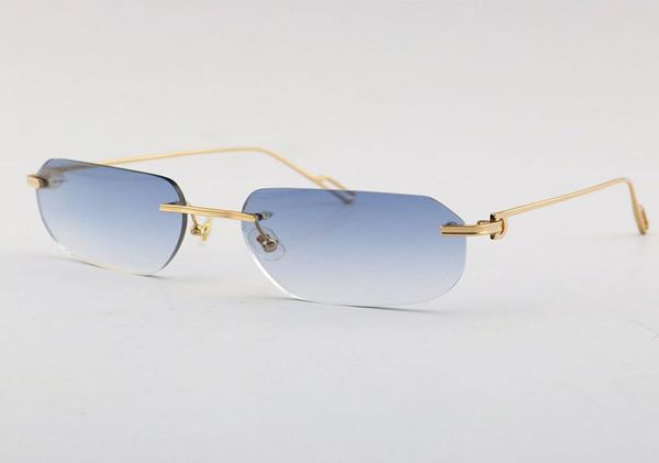 

selling fashion metal uv400 protection rimless 18k gold male and female sun glasses shield retro design sunglasses1704189, White;black