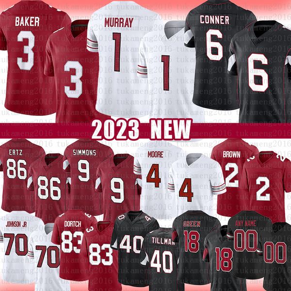 

1 kyler murray 3 budda baker football jersey arizonas cardinal james conner zach ertz isaiah simmons rondale moore marquise brown paris john, Black;red