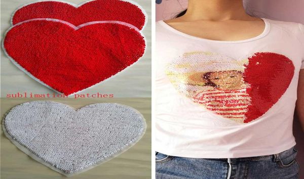 

new sublimation blank sequins heart shape red patch consumables without back glue transfer printing custom patches material7621905, Gray