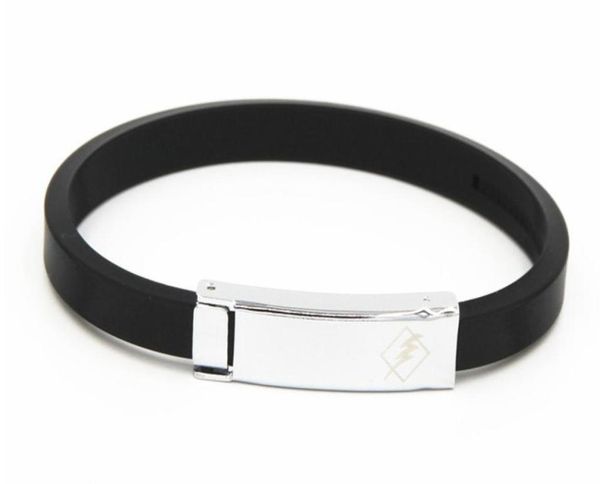 

antistatic bracelet titanium germanium stone magnet bracelet fashion sports energy silicone bracelet2585405, Golden;silver