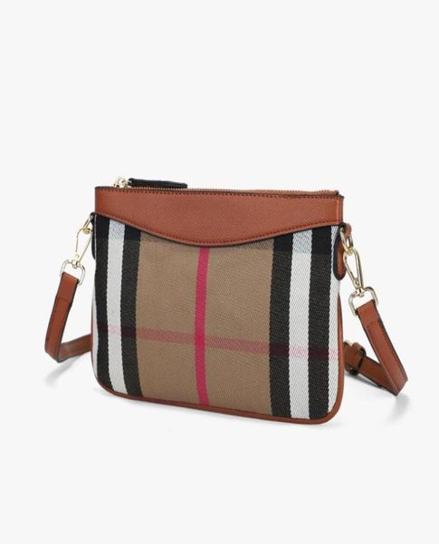 

brand design women crossbody handbag canvas leather bags new fashion plaid messenger handbag clutch zipper envelope shoulder bag1689351