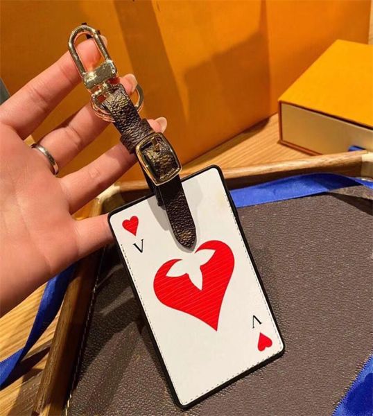 

designer playing card keychain classic love keychain leather key buckle for men ladies car bag pendant 176051, Silver