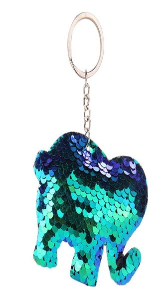 

1 pc lovely sequins elephant tortoise key chain fashion animal mermaid sequins keychain for women handbag keyring jewelry gift3967672, Silver