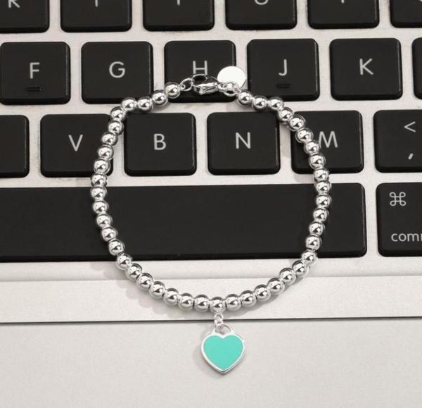 

designer heart shaped bracelet high end stainless steel beaded bracelets men and women jewelry christmas valentine gift party wedd4635823, Black