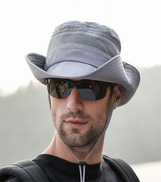 

men summer foldable sun fisherman outdoor sports fishing hat wide brim casual travel beach screen uv protection cap u53 2204272236477, Blue;gray