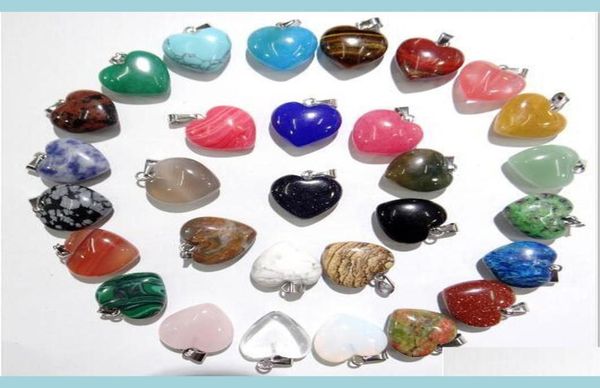 

charms 10 styles lots waterdrop druzy crystal natural stone pendant diy necklace earrings charms women men fashion jewelry dro dhq2k5181105, Bronze;silver