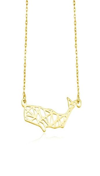

senfai new arrival cutting design copperstainless steel animal origami whale shape hollow pendant necklace choker jewelry party4050180, Silver