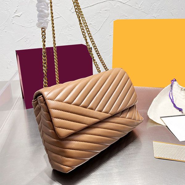 

chain flap shoulder bag fashion crossbody bags square women handbags leather thread metal hardware clutch purse magnetic buckle wallets inte