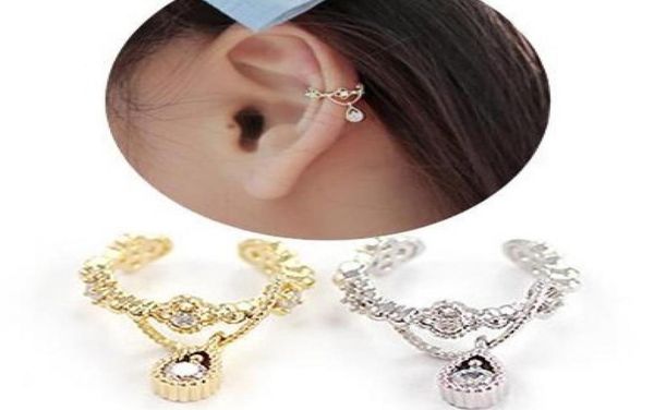 

punk womens ear cuff gothic silver gold tone waterdrop rhinestone ear bone clipsm no piercing earrings punk jewelry4930538