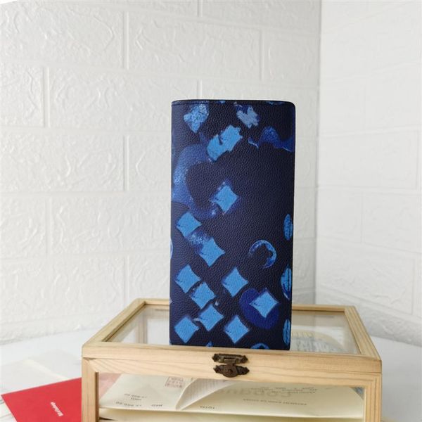 

men women wallets bag handbag blue doodle classic flower luxurys designers bag genuine leather ladies travel wallet card holder 4 277z, Red;black