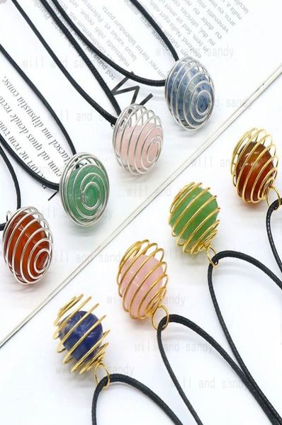 

natural gemstone charm pendant necklace healing crystal quartz stone wrapped stone necklaces for women fine fashion jewelry3778266, Silver