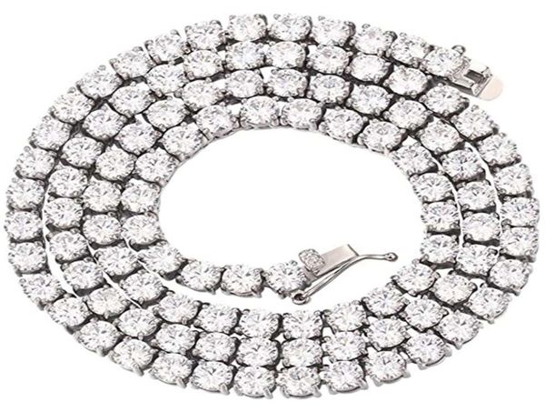 

hip hop iced out chain stainls steel cubic zirconia diamond tennis pendant necklace jewelry for men women y00956636150, Silver