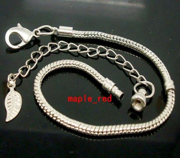 

wholesale in bulk low price 10pcs/lot copper white-k plate lobster screw chain extend chain bracelets fit european charms 16cm to 23cm369613, Black
