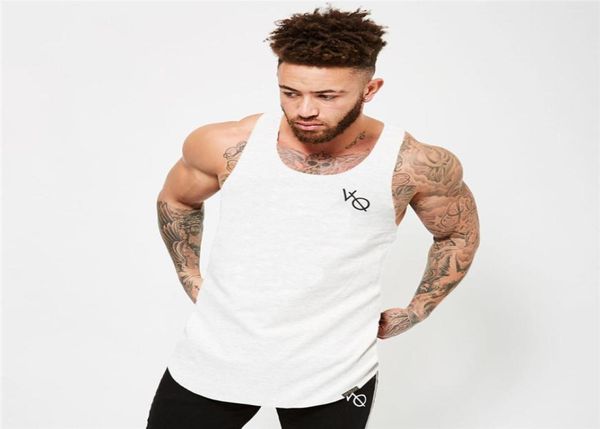 

sleeveless gym t shirt men running shirt summer vest cotton breathable mens tank gym workout fitness tshirt sport shirt5429887, White;black
