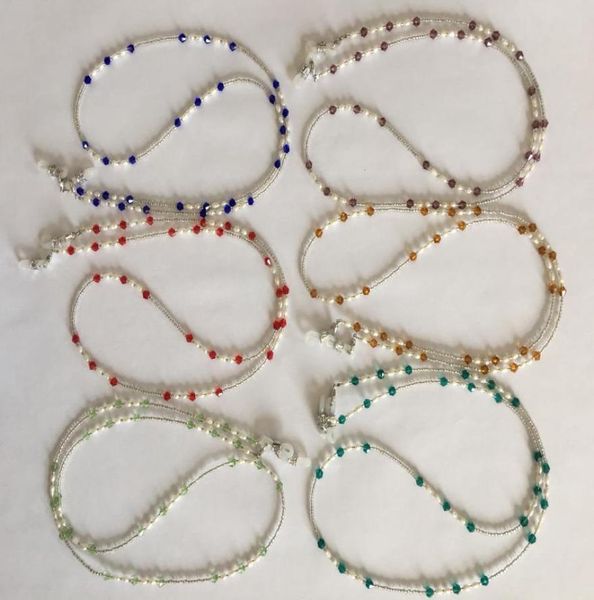 

6 pieceslot assorted colored fresh water pearl and glass beaded eyeglass necklace chain retainer holder1743132