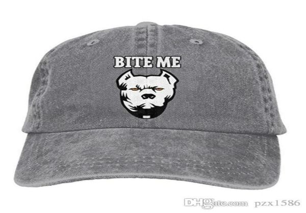 

pzx baseball cap for men and women bite me pitbull mens cotton adjustable jeans cap hat optional1149530, Blue;gray