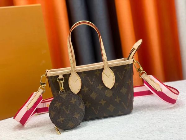 2pcs/set Designer Totes Women Luxury Shoulder Bag Shopping Bags Jacquard Wide Shoulder Strap Neverfu BB Canvas Leather Crossbody HandBag Coin Purse 46705