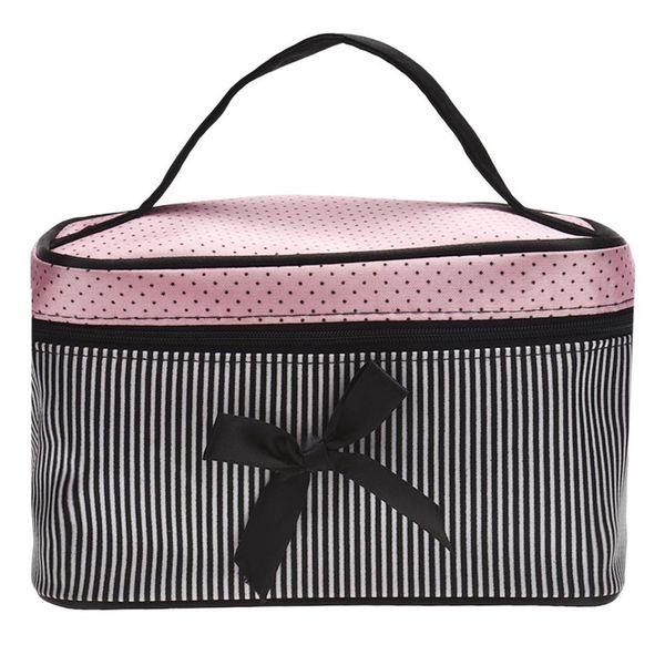 

lowest women's bag square bow stripe cosmetic bag big lingerie bra underwear dot bags travel bag toiletry kits sac351m