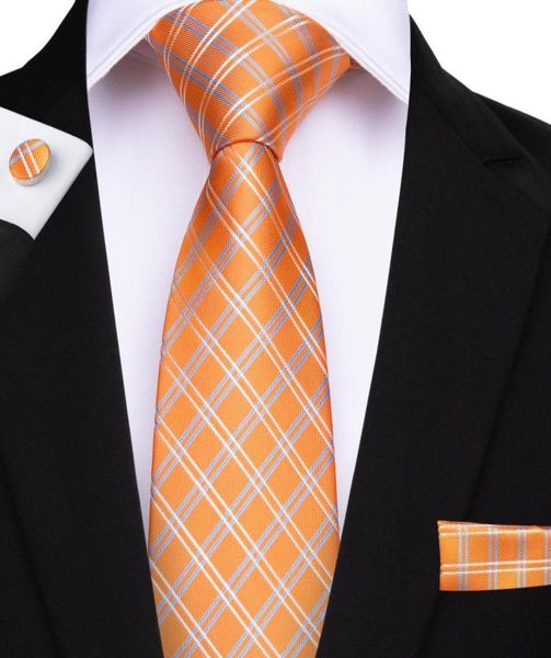 

hitie necktie set fashion orange tie with plaid for mens business luxury wedding party n71359261112, Black;blue