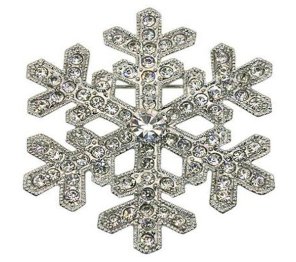 

2 inch rhinestone crystal diamante snowflake brooch silver tone 6351767, Gray