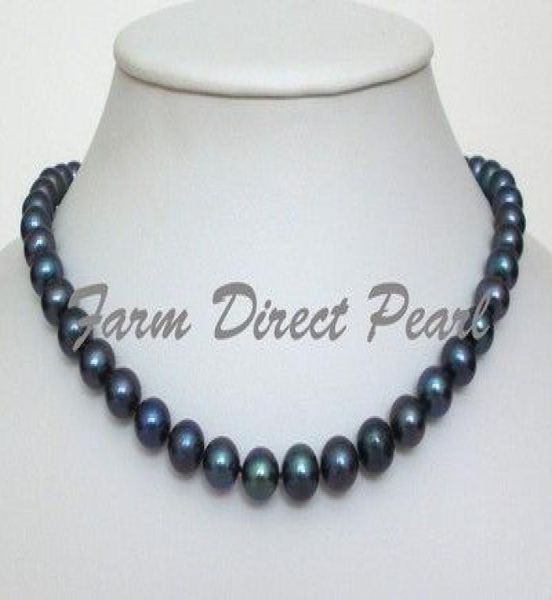 

new fine pearl jewelry cultured freshwater 89mm black pearl necklace 18 925 silver clasp6265980