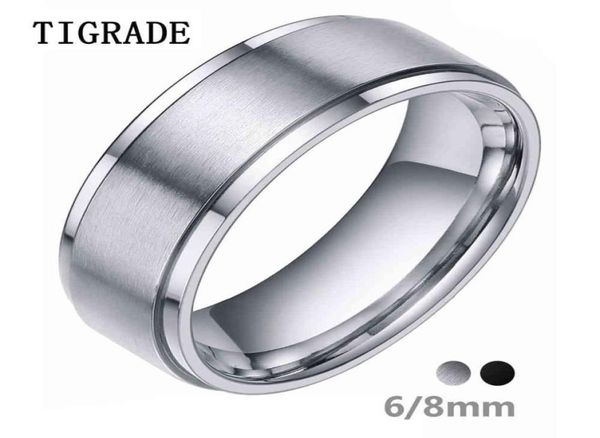 

tigrade 68mm silver color tungsten carbide ring men black brushed wedding band male engagement rings for women fashion bague4334018