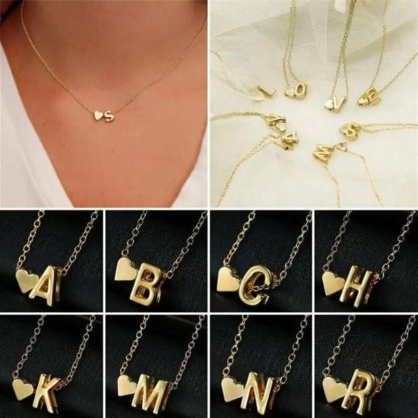 

fashion creative love 26 english letters simple necklace wild peach heart short clavicle chain289r, Silver