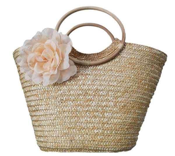 

evening bags casual flower rattan large capacity tote round handle wicker woven women handbags summer beach big straw bali travel 3532906
