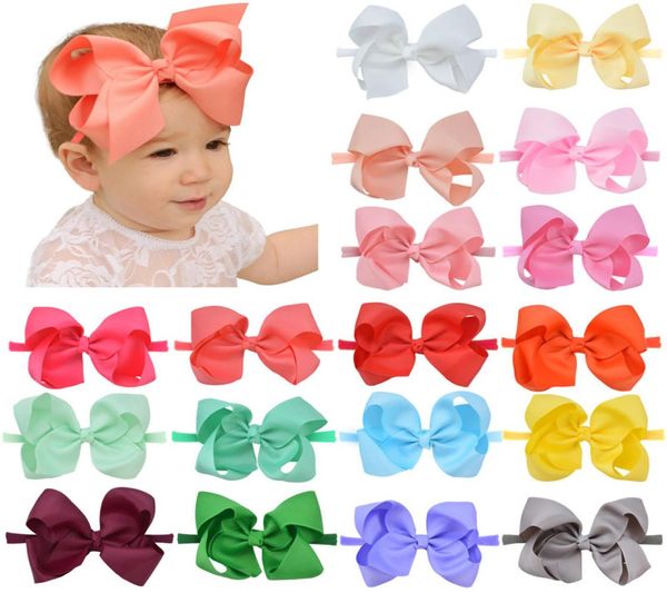 

big bow baby hairband  colors infant girls solid ribbon headbands kids knotted elastic hair bands bohemian babies accessories 063130534, Slivery;white