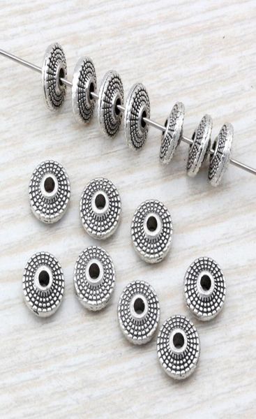 

300pcs antique silver alloy round disc dotted spacer beads for jewelry making bracelet necklace diy accessories 8x3mm d91907555, Bronze;silver