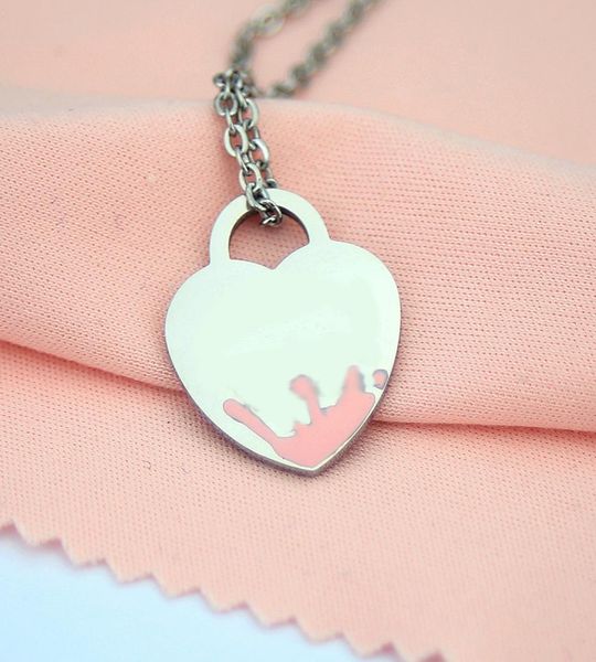 

19mm pink heart necklace womens stainless steel couple pendant blue green red jewelry valentine day gift for girlfriend accessorie2329070, Silver
