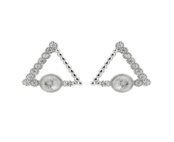 

triangle earrings pearl settings zircon 925 sterling silver diy jewelry findings earring base blanks 5 pairs7338128, Slivery;crystal