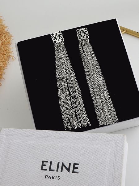 

vintage dangle earrings brand designer copper white gold tassle chain charm square hollow pendant drop earrings for women jewelry party gift, Silver
