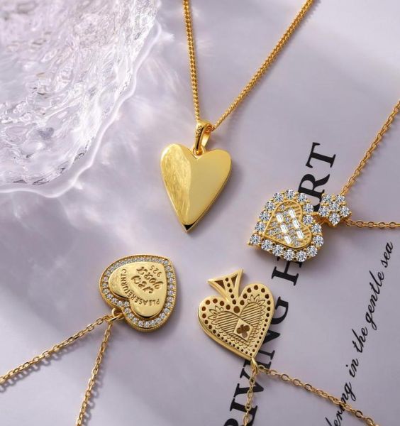 

925 silver original designer gold necklace classics pendants love heart style luxury necklaces fashion design for man woman qu2886652