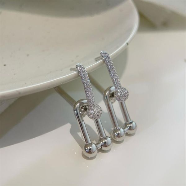 

925 silver hard wear dangle rhinestone earrings for women big size281b