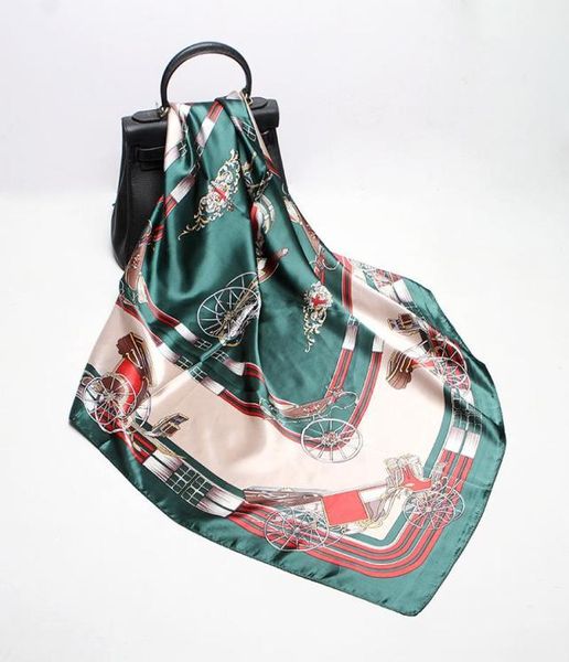 

new army green burgundy pink orange coffee 9090cm scarf female carriage printed square scarves mother039s gift whole6480042, Blue;gray